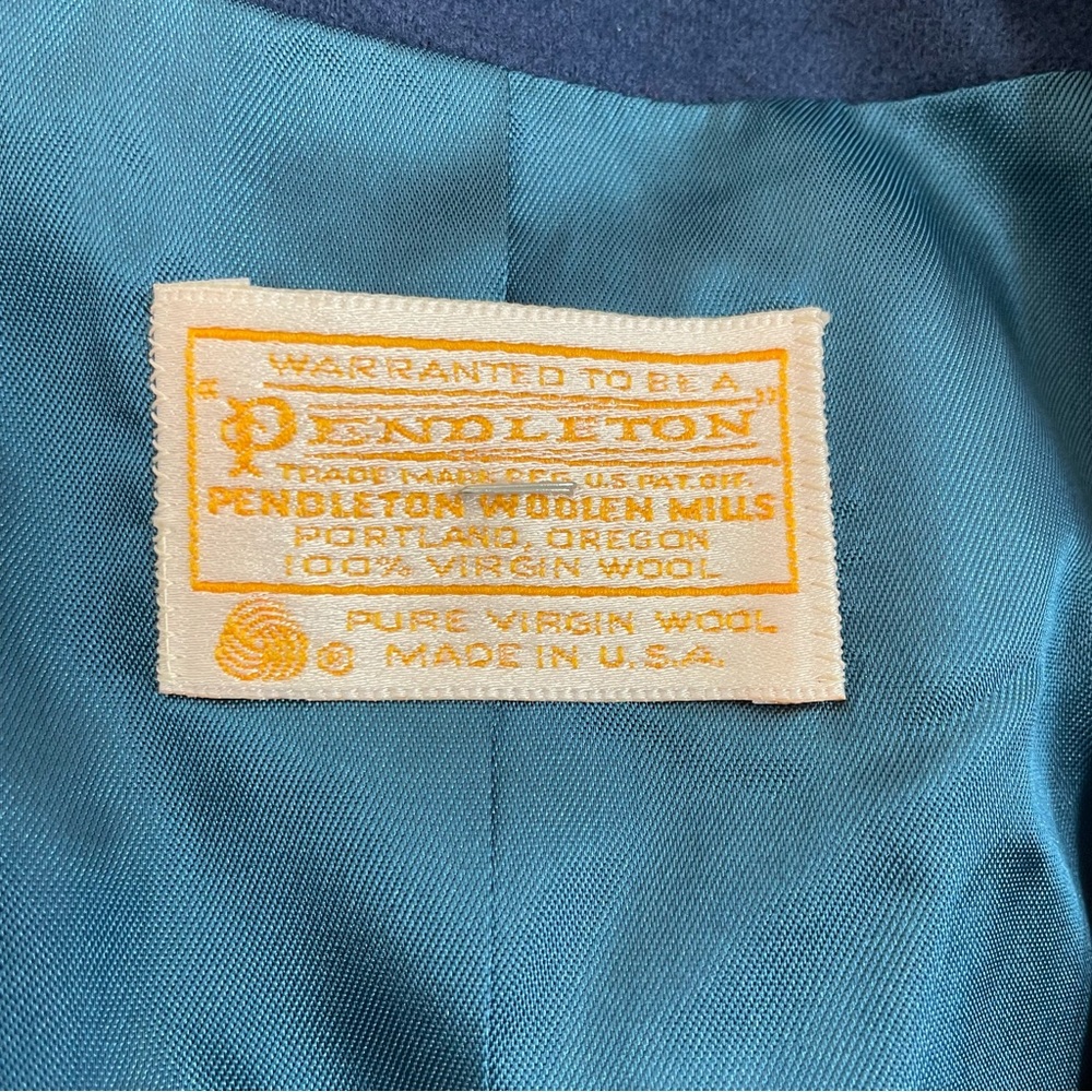 Pendleton Vintage Navy Wool One Button Blazer - image 4